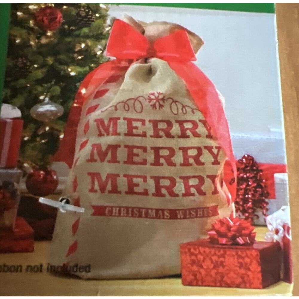 Burlap Santa Toy/Present Sack Merry Christmas Wishes 43" X 28" Gift Bag X-L NWT